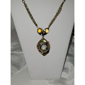 A Victorian Inspired Necklace Rhinestone Brassy Chunky Granny Core Whimsical